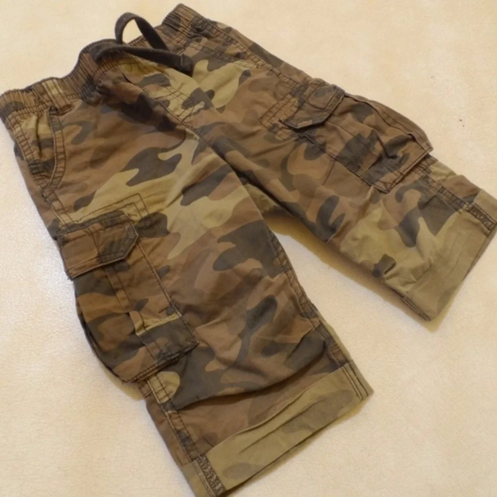 CARTERS Camo Long Cargo Shorts Boys 24m 2T Toddler Camoflauge Board